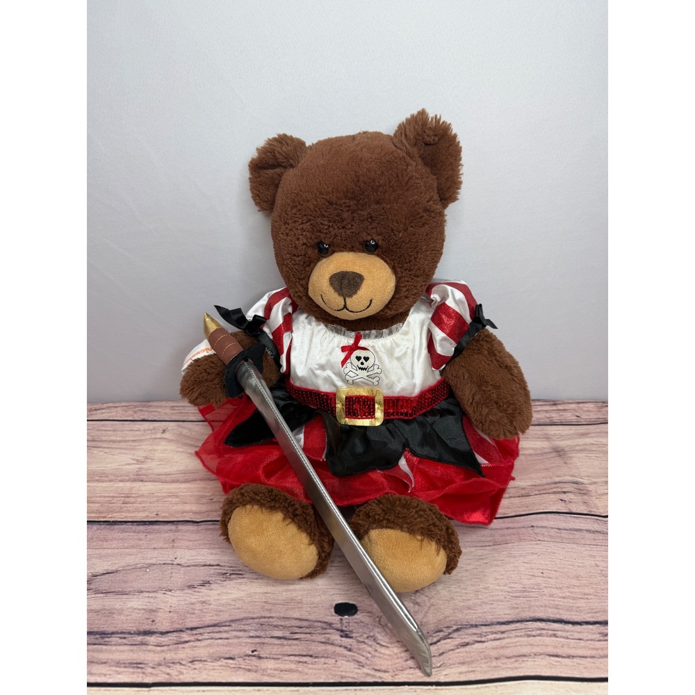 Build-A-Bear Workshop Pirate Teddy Bear Plush with Dress and Sword Accessory